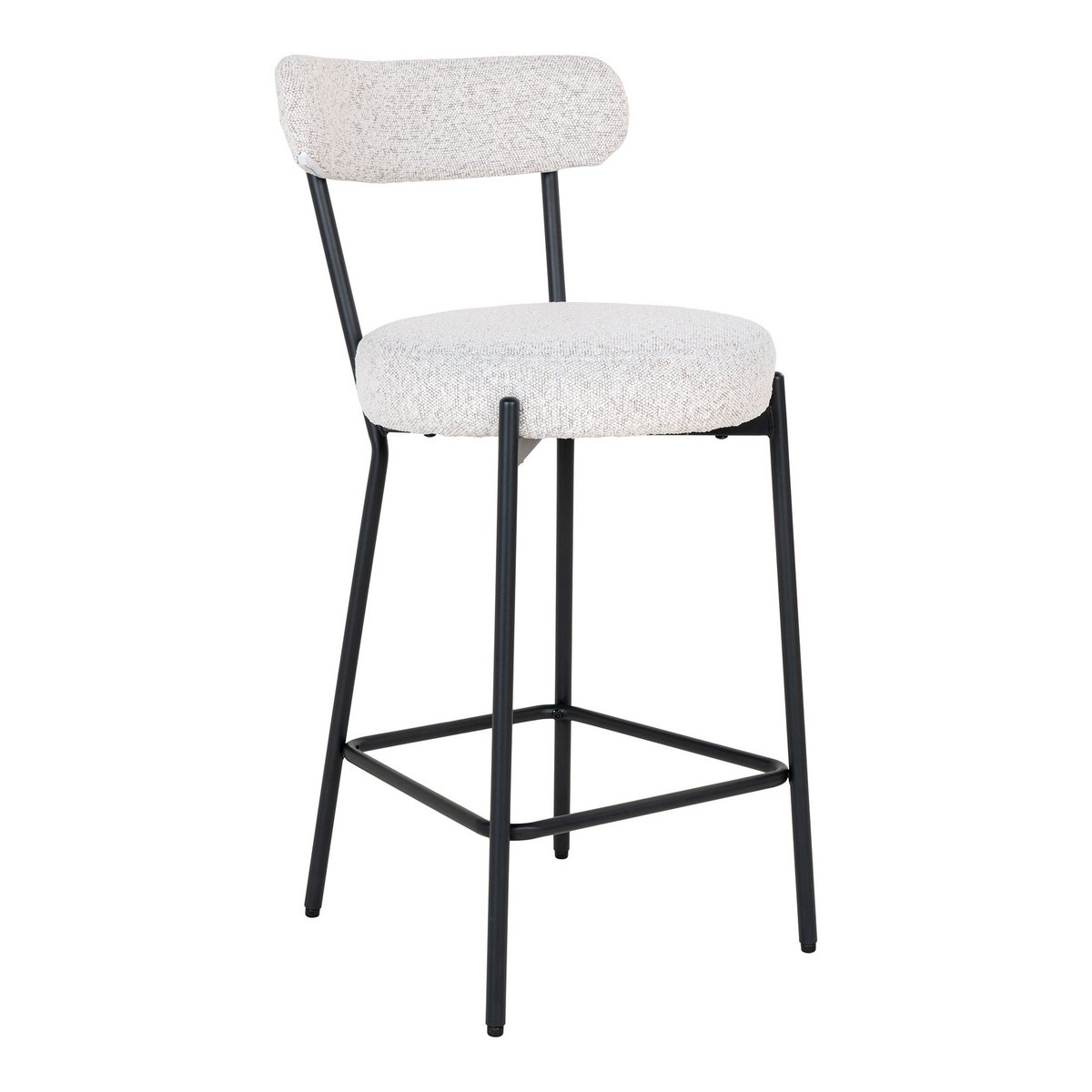 Badalona Counter Chair - Wit Bouclé, zwarte poten, 46x39x90 cm