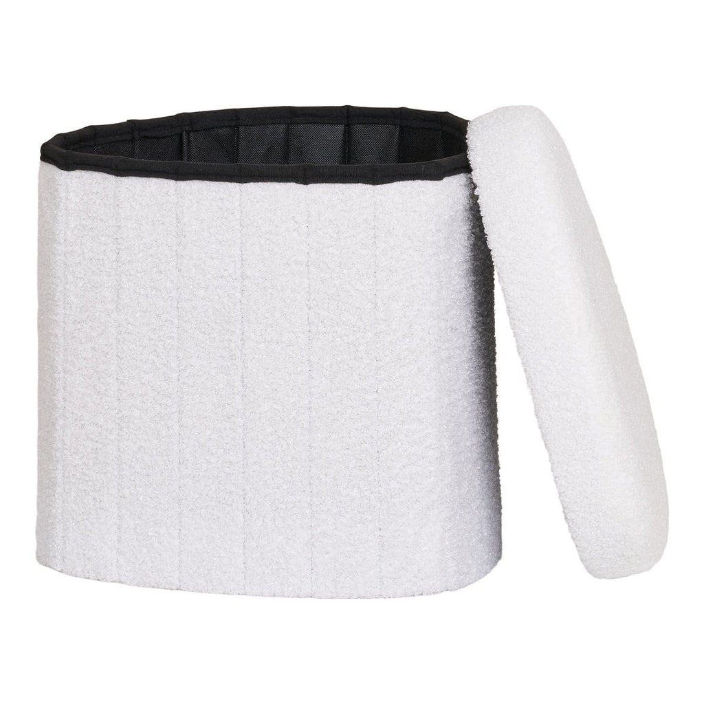 Medford Pouf - Wit, polyester/schuim/multiplex, 36,5x42.5x37,5 cm