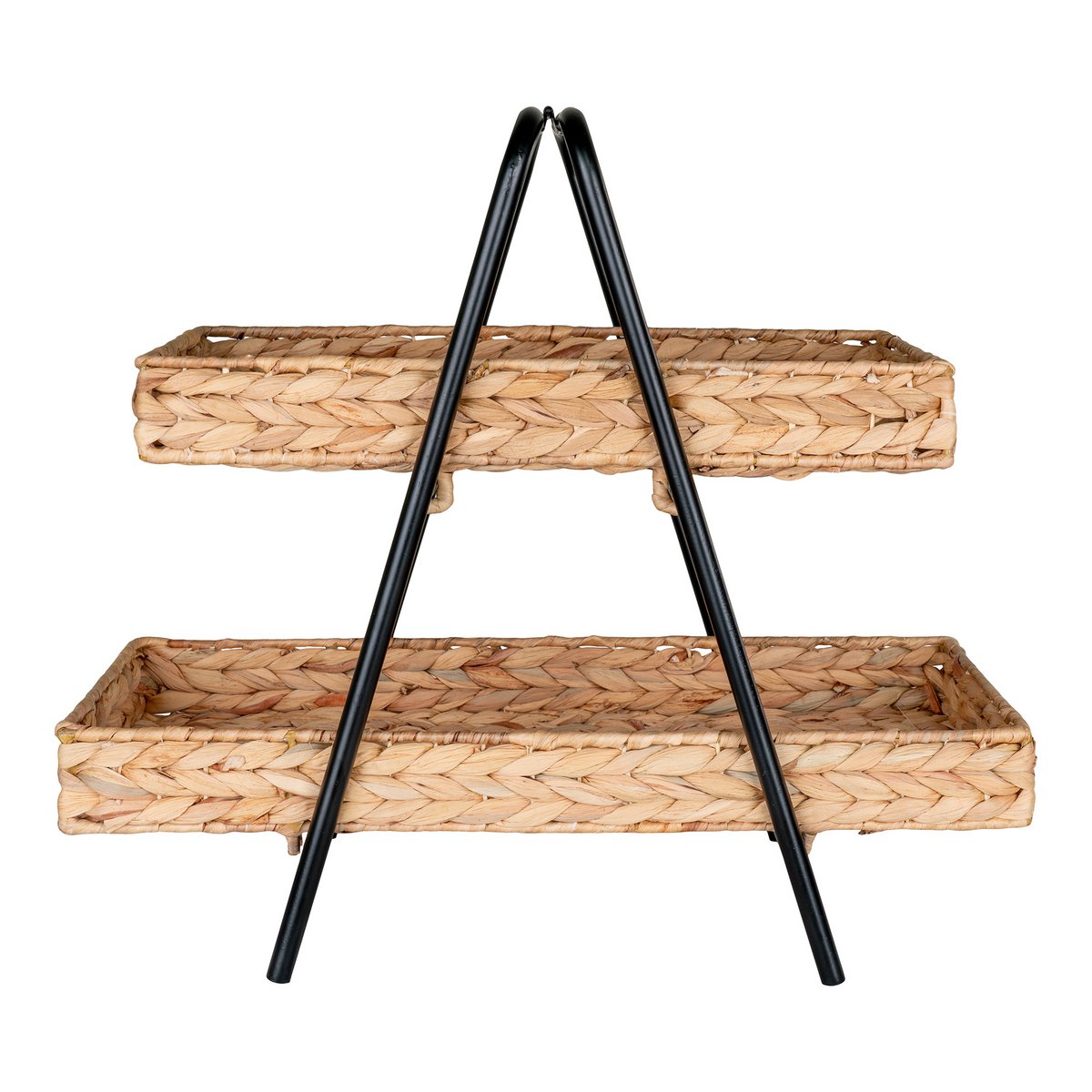 Alfaro Dienblad - Naturel/zwart, waterhyacint, metaal, 42x23x43,5cm