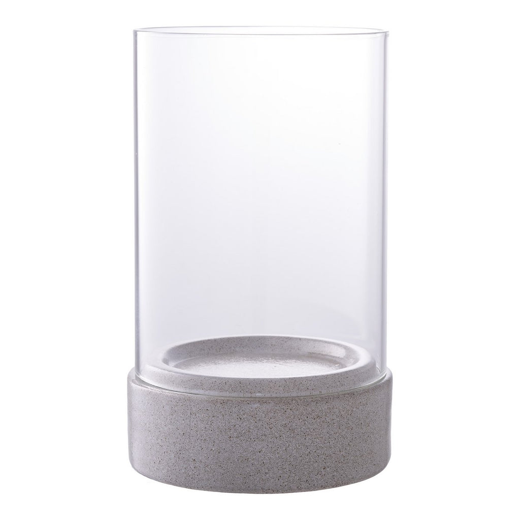 Hurricane Candle Holder - Grijs keramisch/glas, 16x16x25,5 cm