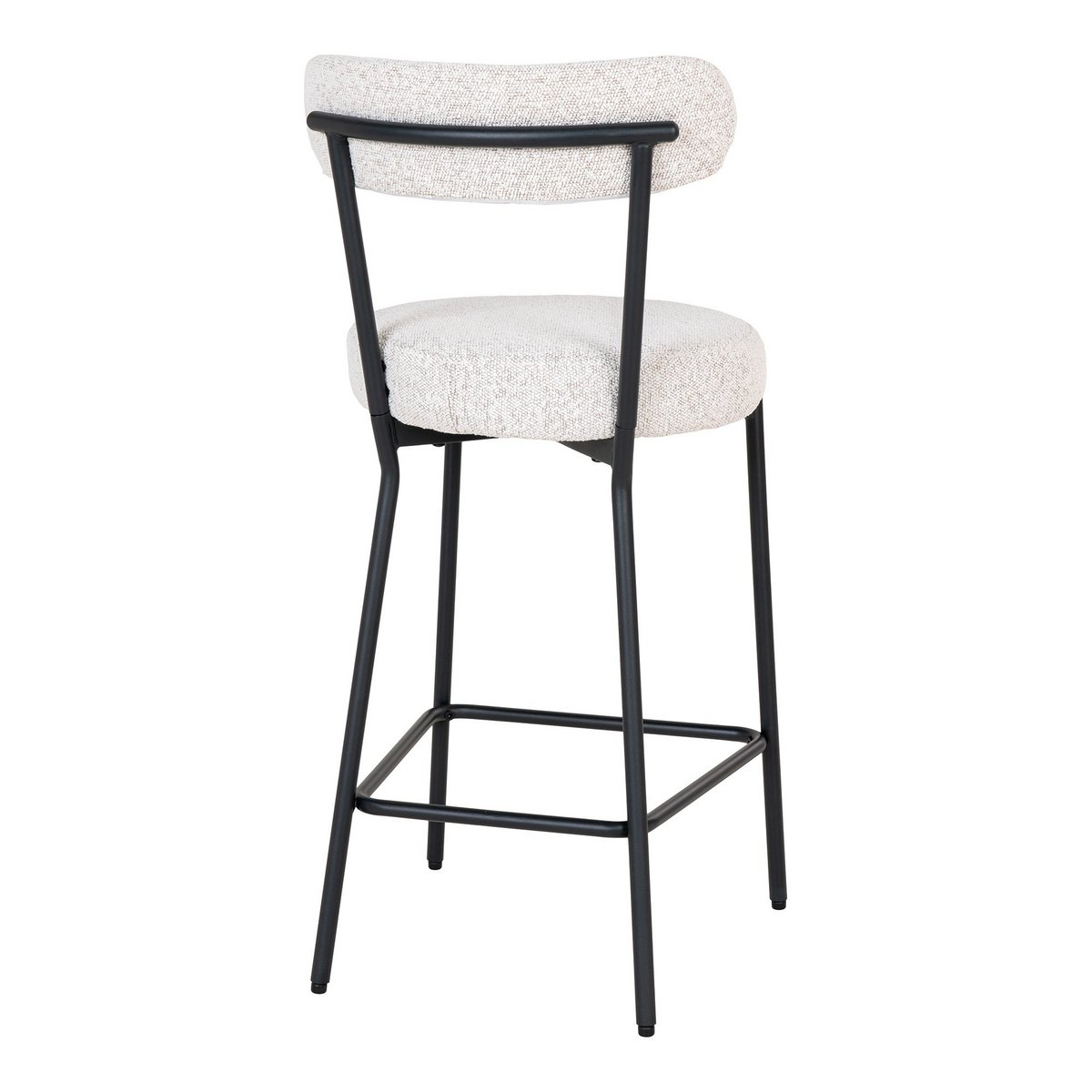 Badalona Counter Chair - Wit Bouclé, zwarte poten, 46x39x90 cm