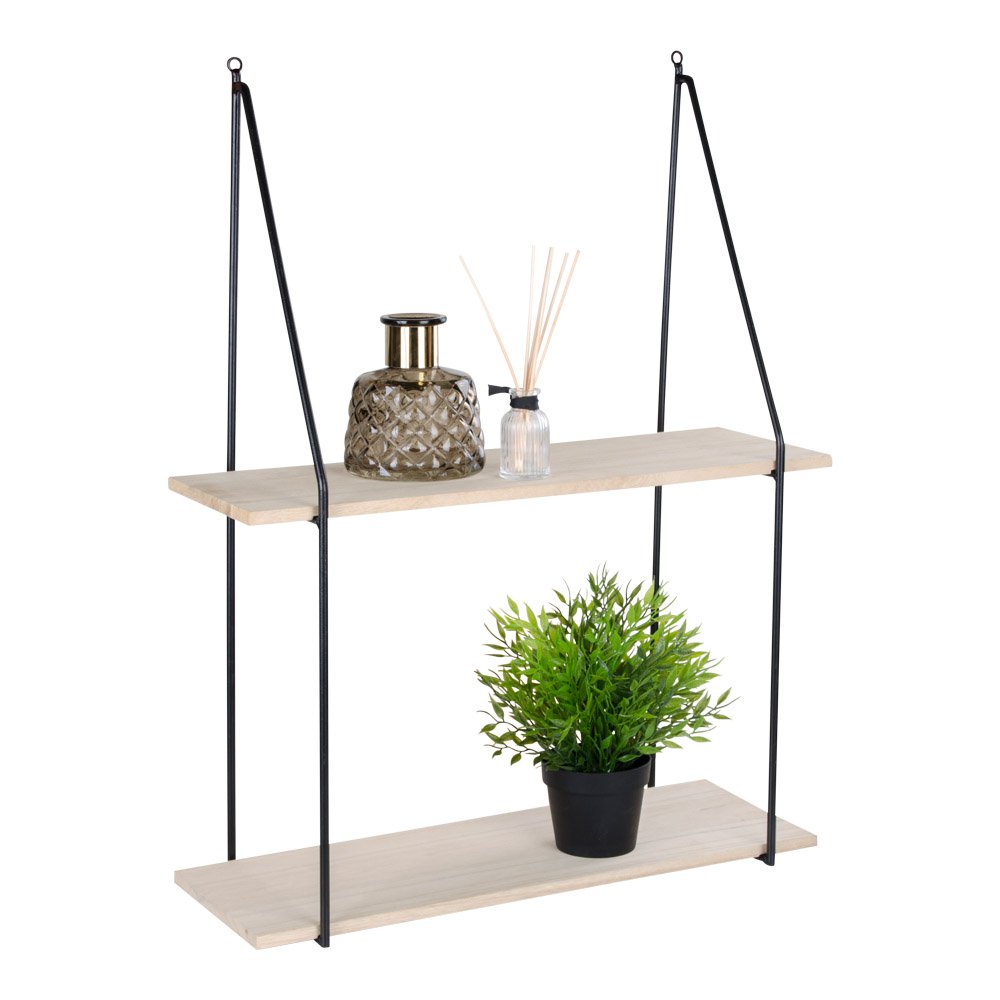 aag Plank - Staal, Paulownia, Zwart/Natuurlijk - 55x21x72 cm