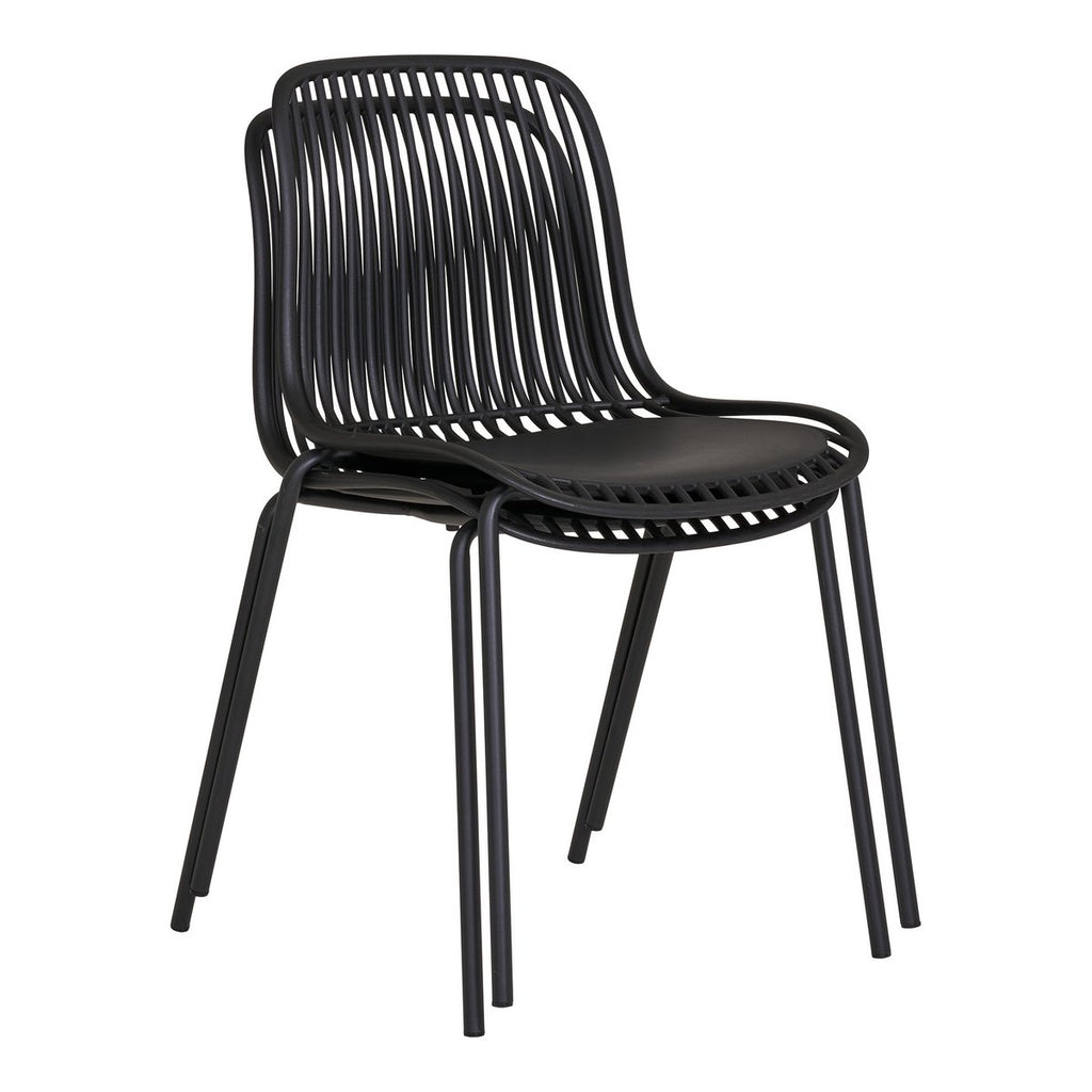 Branson Garden Chair - Zwart, stapelbaar, 55x46,5x82 cm - set van 4