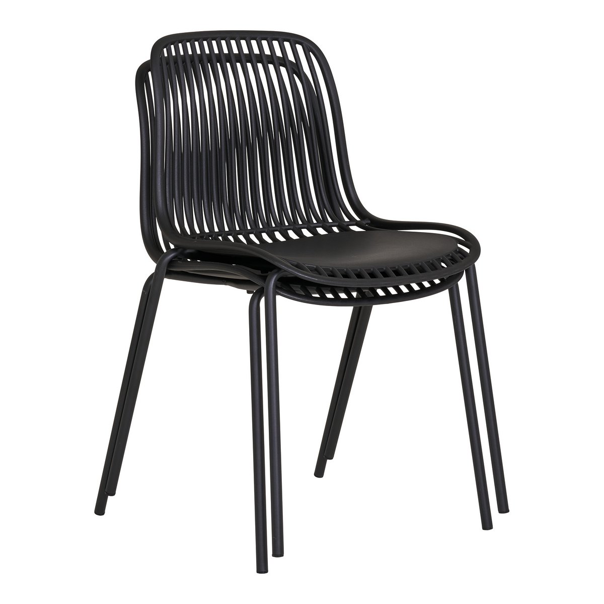 Branson Garden Chair - Zwart, stapelbaar, 55x46,5x82 cm - set van 4