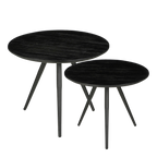 Jailey Bijzettafel - Set van 2 - H49 x Ø50 cm - Gerecycled Hout - Zwart