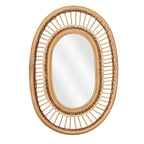 Oval Wandspiegel - L59 x B40 x H3 cm - Rotan - Lichtbruin