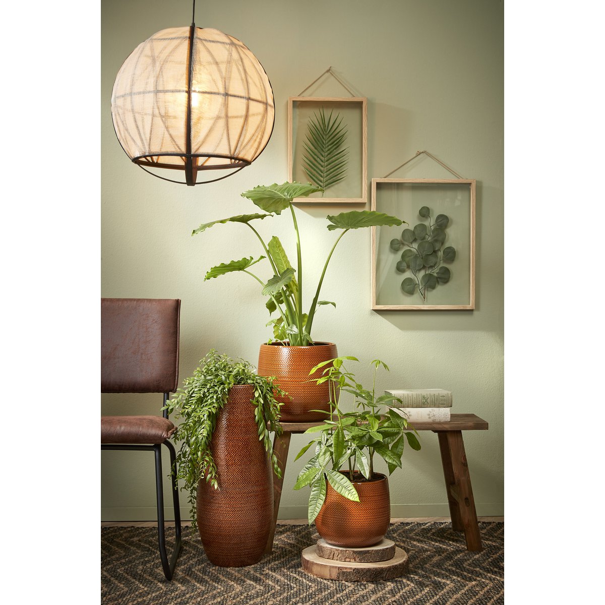 Pella Hanglamp - H50 x Ø51 cm - Linnen - Off-white