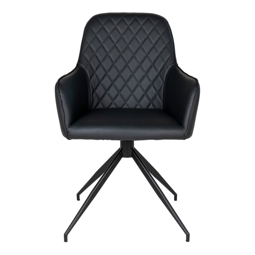 Harbo eetkamerstoel met draaiknop - Zwart, PU-leer, zwarte metalen poten