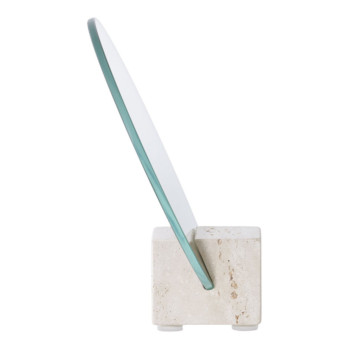 Tafelspiegel - Beige, glas, travertijn, Ø18x18cm