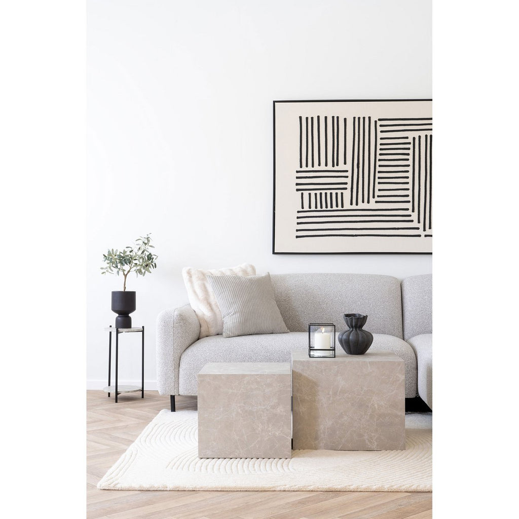 Leuven Bijzettafel - Zwart/Beige, Staal, MDF, Ø27x46cm