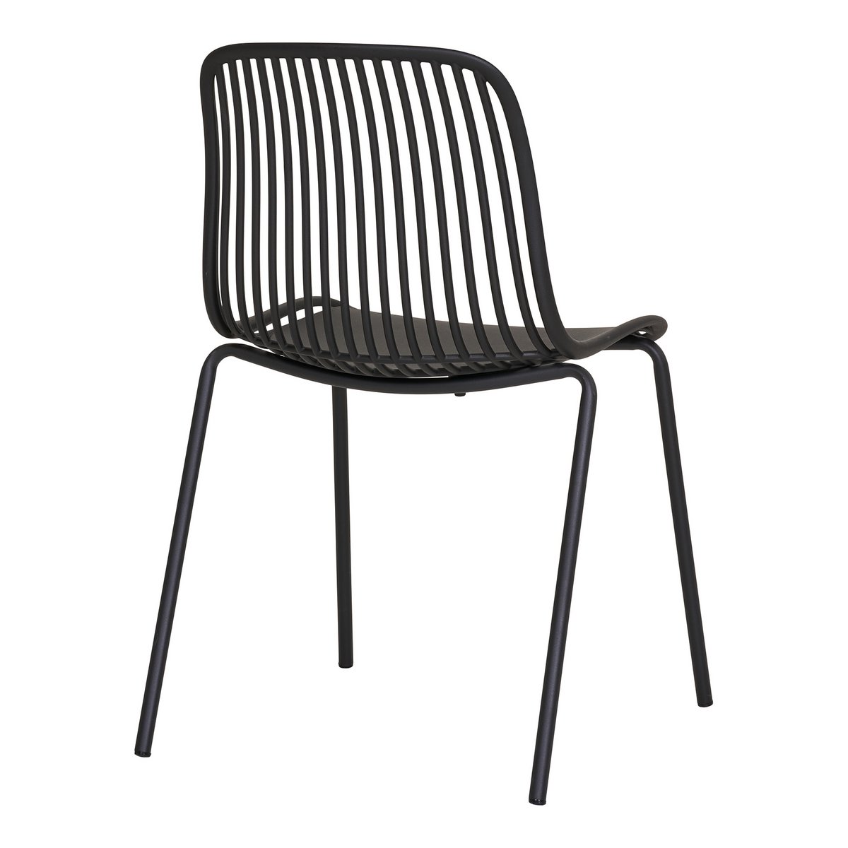 Branson Garden Chair - Zwart, stapelbaar, 55x46,5x82 cm - set van 4