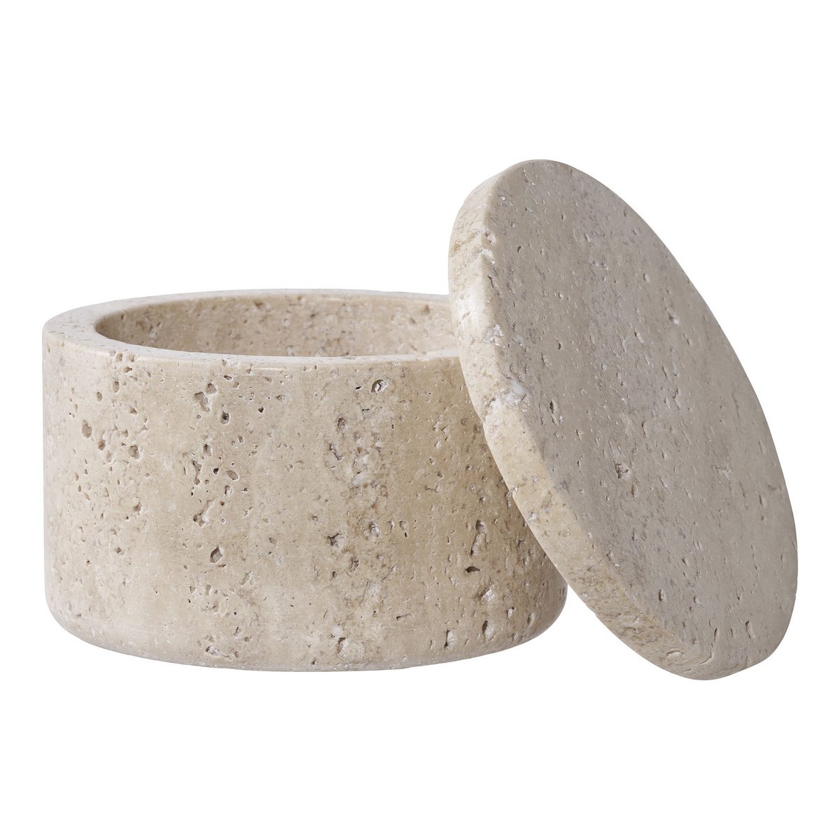 Voorraadpot - Naturel, Travertijn, Ø10x6,5cm