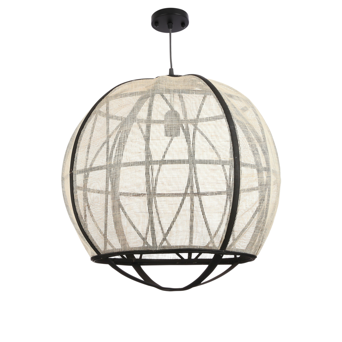 Pella Hanglamp - H50 x Ø51 cm - Linnen - Off-white