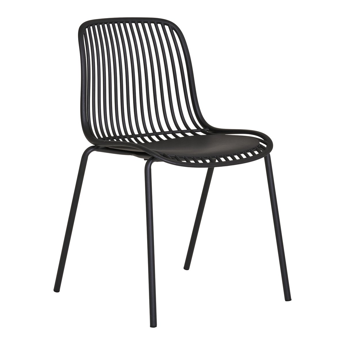 Branson Garden Chair - Zwart, stapelbaar, 55x46,5x82 cm - set van 4