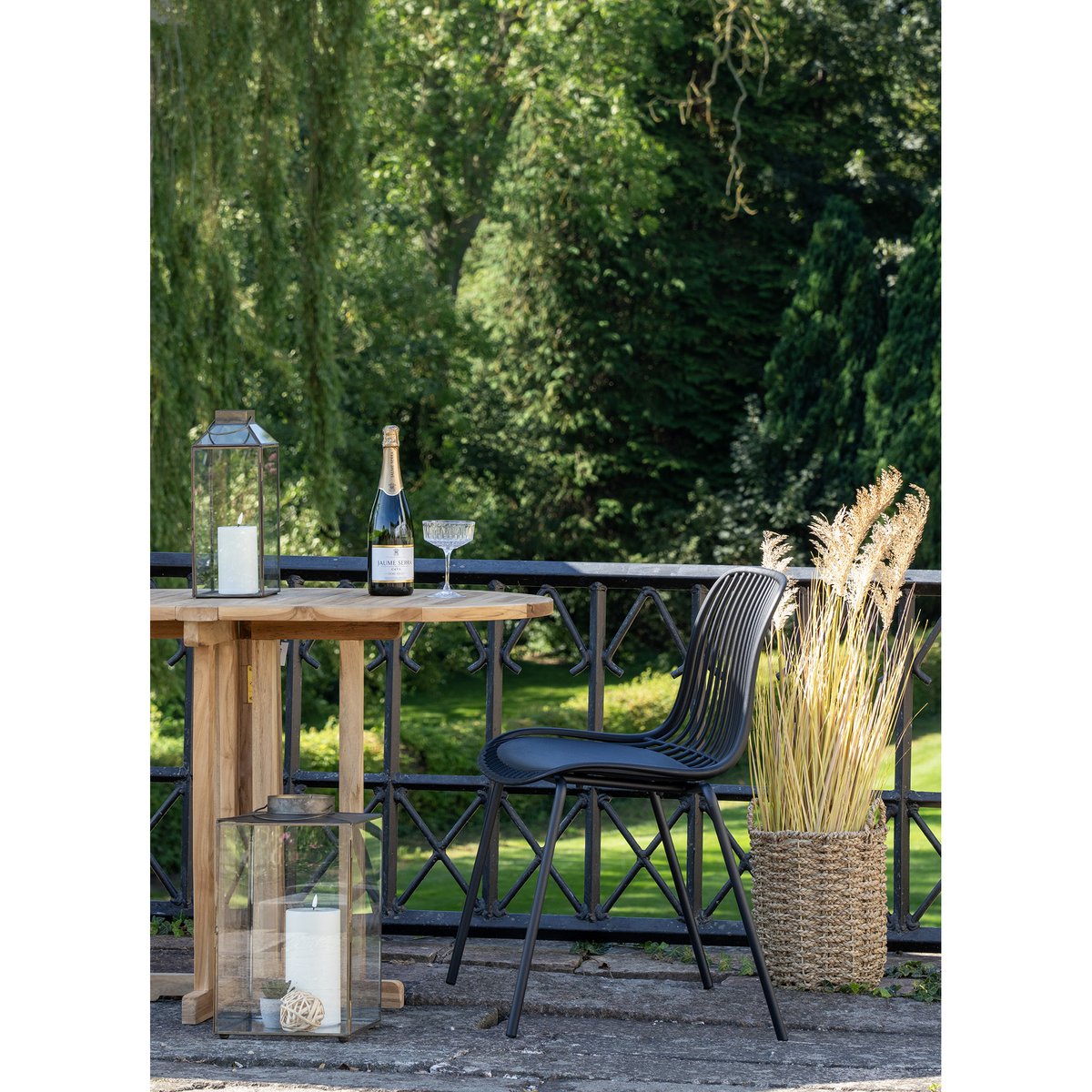 Branson Garden Chair - Zwart, stapelbaar, 55x46,5x82 cm - set van 4