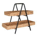 Alfaro Dienblad - Naturel/zwart, waterhyacint, metaal, 42x23x43,5cm