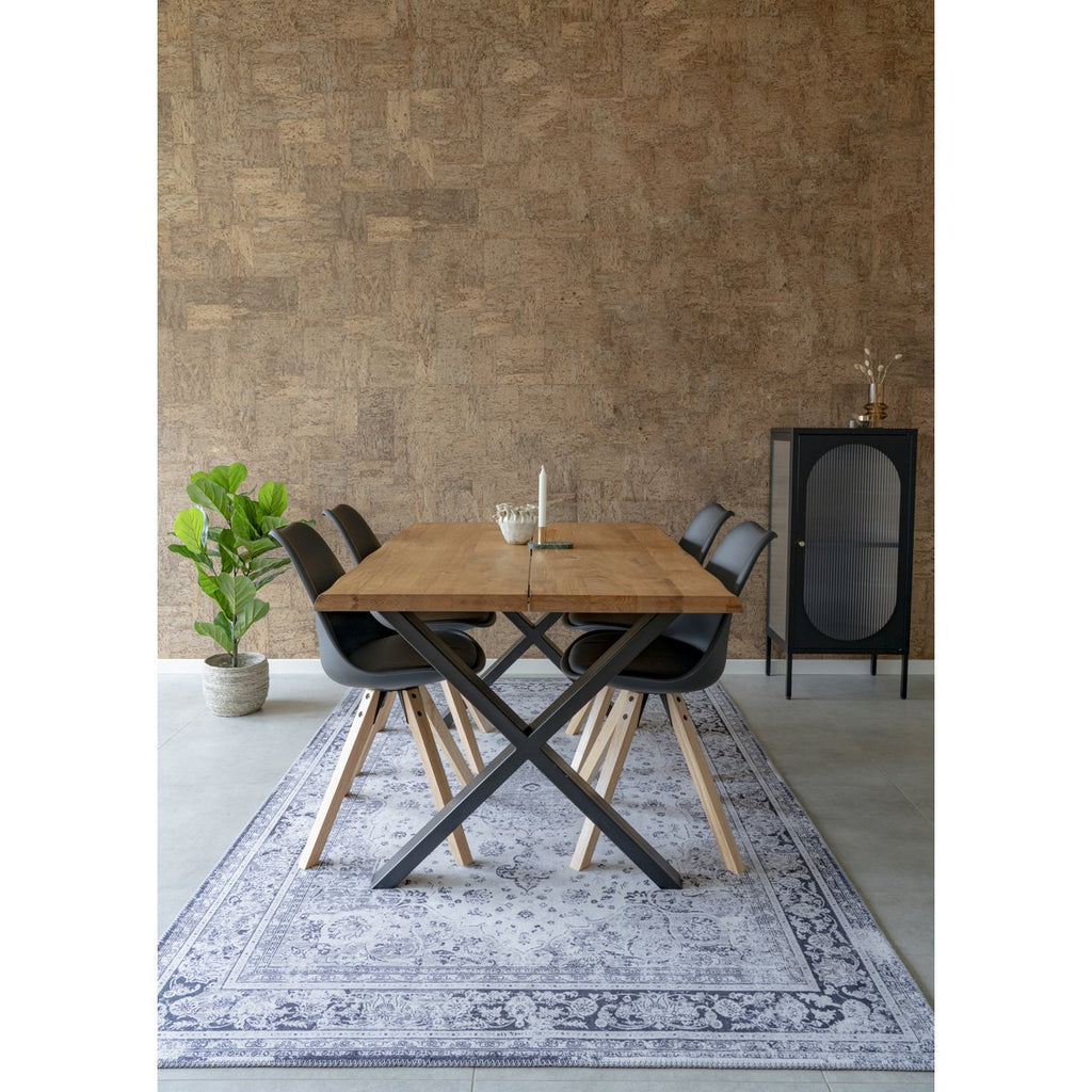 Bergen Eetkamerstoel - PU-leer, gegoten plastic, rubberhout, zwart - Set van 2