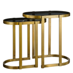 Kevin Bijzettafel - Set van 2 - L54 x B34 x H56 cm - Metaal - Goud