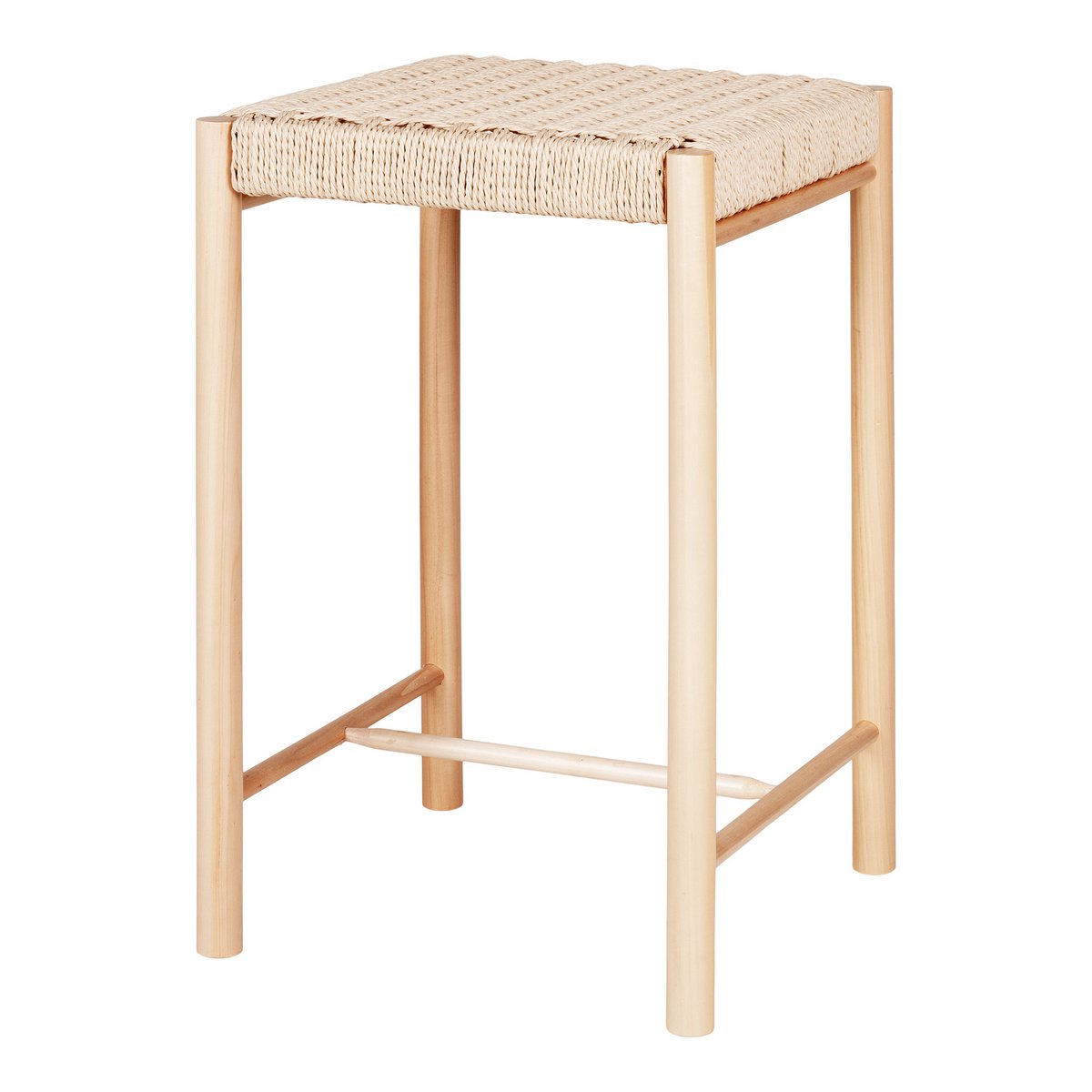 Abano Counter Chair - Natuurlijk, populierenhout/papierkoord, 42x42x66,5 cm