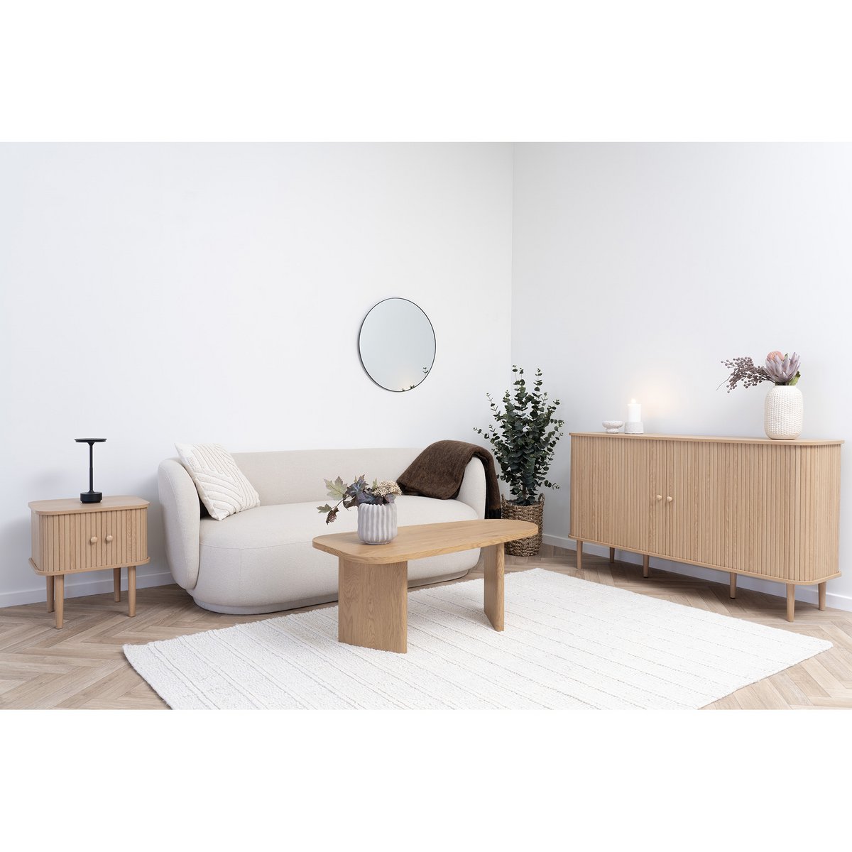 Nikko Side Board - Natural, MDF/Pine, 140x40x79 cm