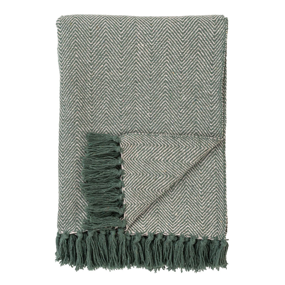 Cort Plaid - 100% Gerecycled Katoen, Groen/Wit - 130x160 cm