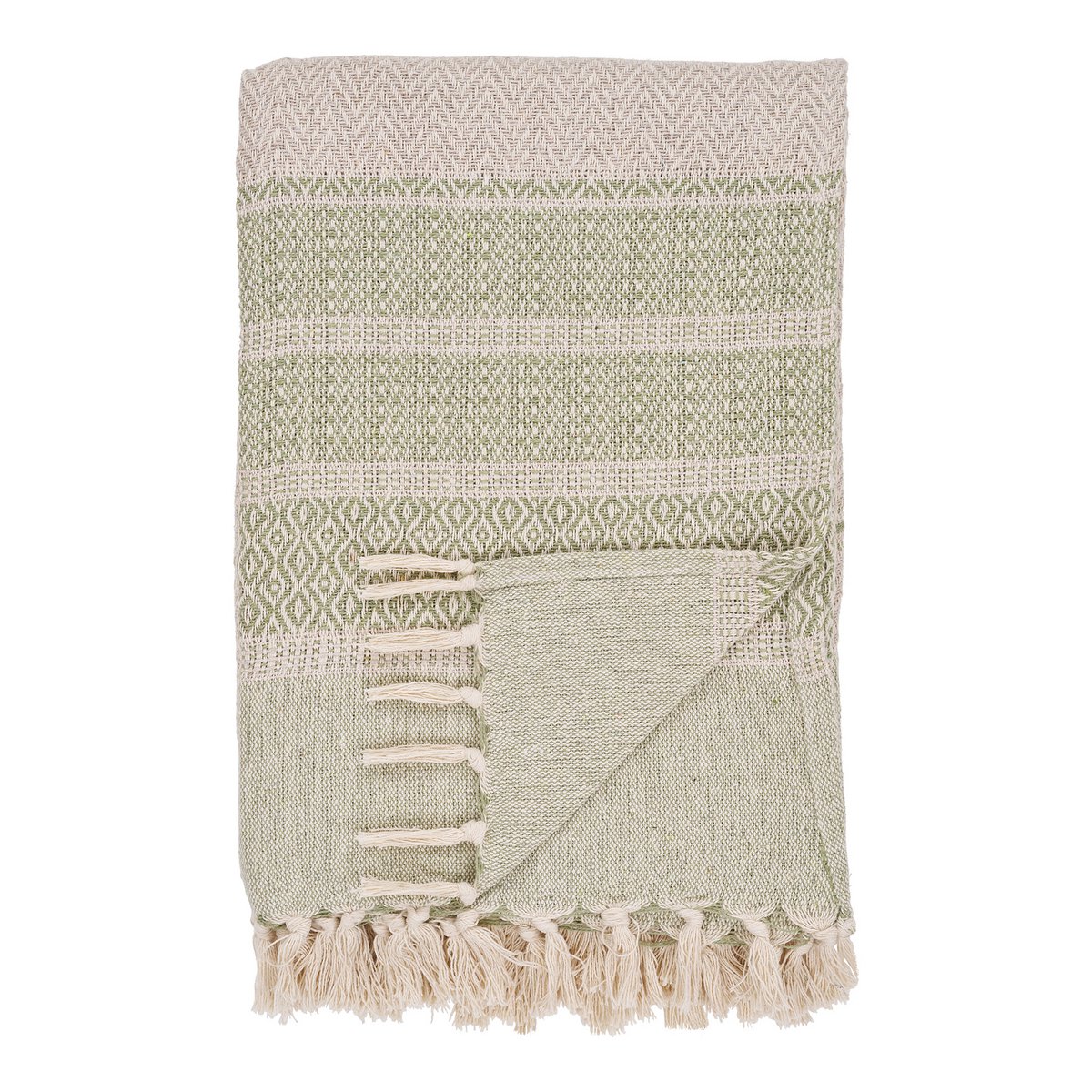 Manisa Plaid - Groen/Beige, Katoen, Polyester, 130x180 cm