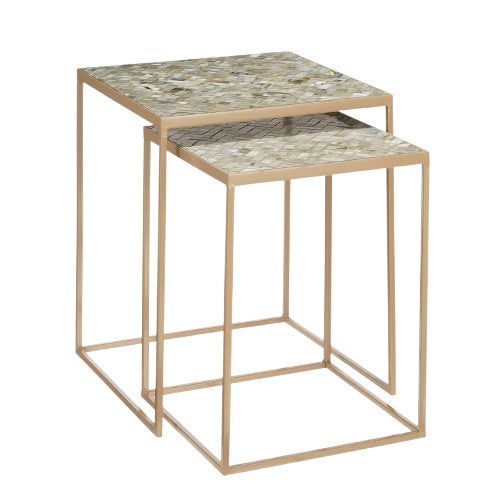 Aaron Bijzettafel voor Buiten - Set van 2 - L38 x B38 x H48 cm - Metaal - Grijs